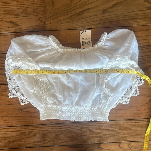 Woodstock White Linen Lace Cropped One size Top - Picture 7 of 11